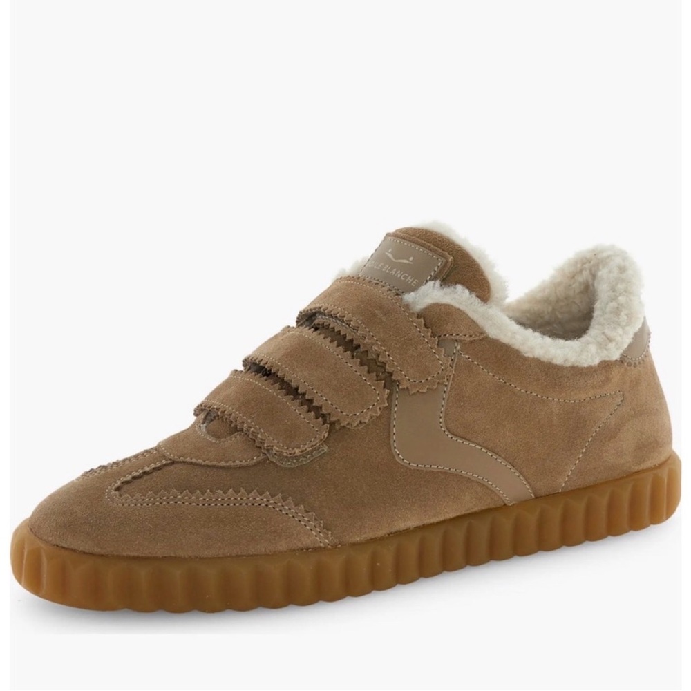 NWT VOILE BLANCHE INES Faux Shearling Sneaker in Light Beige - Picture 2 of 16